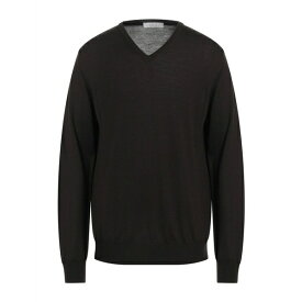 【送料無料】 ブイネック メンズ ニット&セーター アウター Sweaters Dark brown