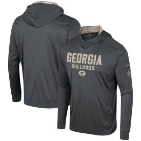コロシアム メンズ Tシャツ トップス Georgia Bulldogs Colosseum OHT Military Appreciation Long Sleeve Hoodie TShirt Charcoal