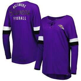 ニューエラ レディース Tシャツ トップス Baltimore Ravens New Era Women's Athletic Varsity LaceUp Lightweight Long Sleeve TShirt Purple
