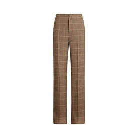 【送料無料】 ラルフローレン レディース カジュアルパンツ ボトムス PLAID LINEN-SILK STRAIGHT-LEG PANT Brown