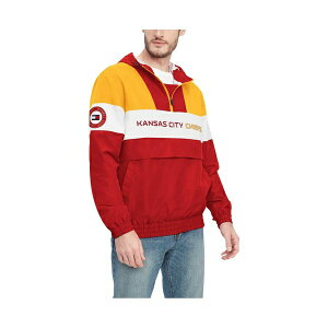トミー ヒルフィガー メンズ パーカー・スウェットシャツ アウター Men's Red/Gold Kansas City Chiefs Enzo Half-Zip Hoodie Jacket Red, Gold