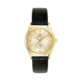 ブロバ レディース 腕時計 アクセサリー Emory Eagles Bulova Women's Stainless Steel Watch with Leather Band Gold/Black