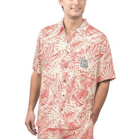 マルガリータビル メンズ Tシャツ トップス St. Louis Cardinals Margaritaville Monstera Print Party ButtonUp Shirt Red