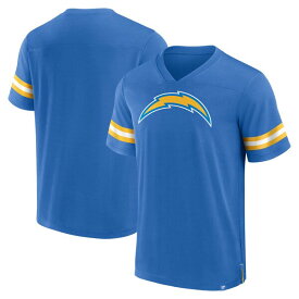ファナティクス メンズ Tシャツ トップス Los Angeles Chargers Fanatics Branded Jersey Tackle VNeck TShirt Powder Blue