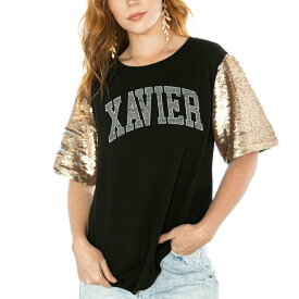 ゲームデイ レディース Tシャツ トップス Xavier Musketeers Gameday Couture Women's Shine On Heavyweight TShirt Black