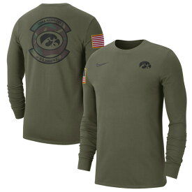 ナイキ メンズ Tシャツ トップス Iowa Hawkeyes Nike Military Pack Long Sleeve TShirt Olive