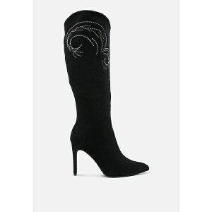 �������h�����O ���f�B�[�X �u�[�c �V���[�Y Becks Rhinestone Patterned Calf Boots Black