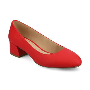 W[j[RNV fB[X pvX V[Y Women's Saarii Round Toe Block Heel Pumps Red
