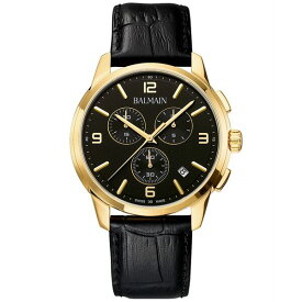 バルマン メンズ 腕時計 アクセサリー Men's Swiss Chronograph Madrigal Black Leather Strap Watch 42mm Yellow