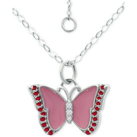 ジャニ ベルニーニ レディース ネックレス・チョーカー・ペンダントトップ アクセサリー Cubic Zirconia & Pink Enamel Butterfly Pendant Necklace in Sterling Silver, 16" + 2" extender, Created for Macy's Pink
