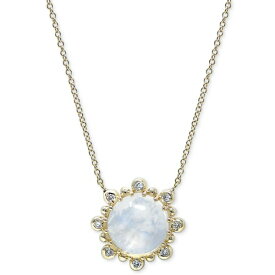 アンジー メンズ ネックレス・チョーカー アクセサリー Moonstone & Diamond (1/8 ct. t.w.) Pendant Necklace in 14k Gold, 16" + 1" extender Gold