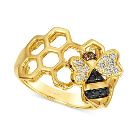 ルヴァン レディース リング アクセサリー Multicolor Diamond Honeybee Honeycomb Ring (1/3 ct. t.w.) in 14k Gold 14K Honey Gold Ring