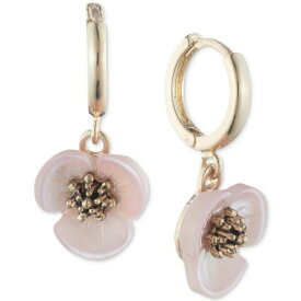 ロンナアンドリリー メンズ ピアス・イヤリング アクセサリー Gold-Tone Imitation Mother-of-Pearl Flower Drop Off Small Hoop Earrings Pink