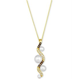ルヴァン レディース ネックレス・チョーカー・ペンダントトップ アクセサリー Vanilla Pearls (3-8mm) & Diamond (1/4 ct. t.w.) Curvy Adjustable 20" Pendant Necklace in 14k Gold 14K Honey Gold Pendant