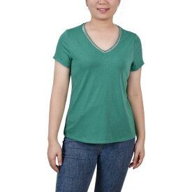 ニューヨークコレクション メンズ カットソー トップス Petite Short Sleeve T-shirt with Stone Details Emerald