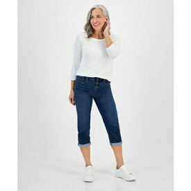 スタイルアンドコー レディース デニムパンツ ボトムス Petite Mid-Rise Curvy Roll-Cuff Capri Jeans, Created for Macy's Blue Lapis