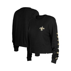 ニューエラ レディース Tシャツ トップス Women's Black New Orleans Saints Thermal Crop Long Sleeve T-shirt Black