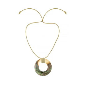 エティカ レディース ネックレス・チョーカー・ペンダントトップ アクセサリー 18K Gold Plated Iridescent Shell Circle Pendant Adjustable Necklace Beige