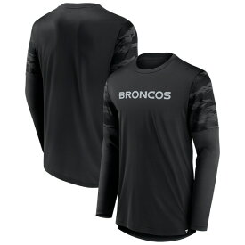 ファナティクス メンズ Tシャツ トップス Denver Broncos Fanatics Branded Square Off Long Sleeve TShirt Black