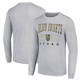 スターター メンズ Tシャツ トップス Vegas Golden Knights Starter Logo Graphic Long Sleeve TShirt Heather Gray