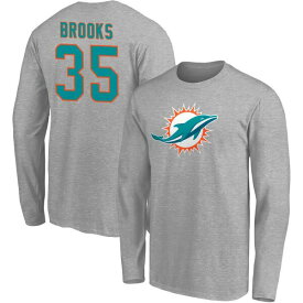 ファナティクス メンズ Tシャツ トップス Miami Dolphins Fanatics Branded Team Authentic Custom Long Sleeve TShirt Brooks,Chris-35