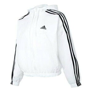 adidas AfB_X fB[X Xj[J[ y(WMNS) adidas Essentials 3-Stripes Woven Windbreaker Jacket 'White Black' IC0560z TCY US_W_XL