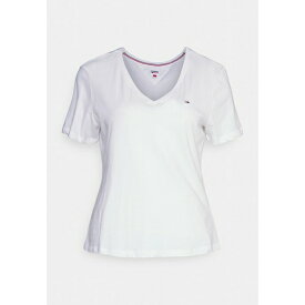 トミーヒルフィガー レディース Tシャツ トップス SLIM SOFT V NECK TEE - Basic T-shirt - white