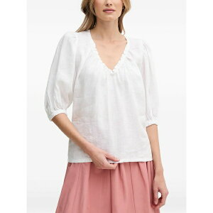 ���X ���b�V�� ���f�B�[�X �V���c �g�b�v�X Puff-sleeve v-neck blouse White