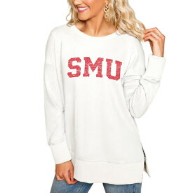 ゲームデイ レディース パーカー・スウェットシャツ アウター SMU Mustangs Gameday Couture Women's Side Split Team Logo Pullover Top Cream
