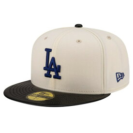 ニューエラ メンズ 帽子 アクセサリー Los Angeles Dodgers New Era Game Night Leather Visor 59FIFTY Fitted Hat Cream
