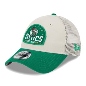ニューエラ メンズ 帽子 アクセサリー Boston Celtics New Era Throwback Patch Trucker 9FORTY Adjustable Hat Khaki/Kelly Green