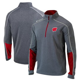 コロンビア メンズ ジャケット＆ブルゾン アウター Wisconsin Badgers Columbia OmniWick Shotgun 2.0 QuarterZip Pullover Top Heathered Gray/Red