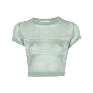 �V�A���t�F���[�j ���f�B�[�X �j�b�g&�Z�[�^�[ �A�E�^�[ Eyelike-motif metallic cropped jumper Green