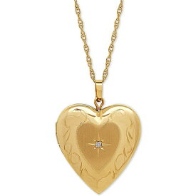 イタリアン ゴールド レディース ネックレス・チョーカー・ペンダントトップ アクセサリー Diamond Accent Heart Locket 18" Pendant Necklace in 10k Gold Yellow Gold