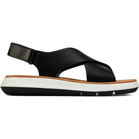 【送料無料】 クラークス レディース サンダル シューズ Jemsa Cross Flat Sandals Black Leather