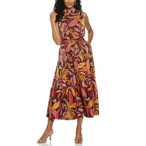 G t@G fB[X s[X gbvX Petite Leaf Print Belted Sleeveless Dress Decadent Chocolate