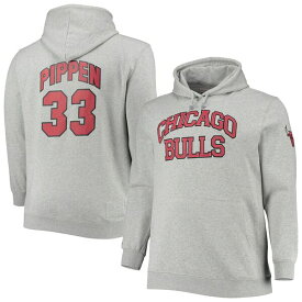 ミッチェル&ネス メンズ パーカー・スウェットシャツ アウター Scottie Pippen Chicago Bulls Mitchell & Ness Big & Tall Name & Number Pullover Hoodie Heathered Gray