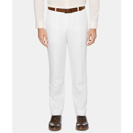 ペリーエリス メンズ カジュアルパンツ ボトムス Perry Ellis Men's Portfolio Modern-Fit Linen/Cotton Solid Dress Pants Bright White