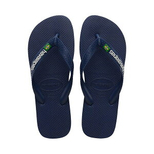 nCAiX Y T_ V[Y Men's Brazil Logo Flip-Flop Sandals Navy Blue