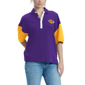 トミーヒルフィガー レディース ポロシャツ トップス Los Angeles Lakers Tommy Jeans Women's Taya Puff Sleeve Pique Polo Shirt Purple