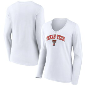 ファナティクス レディース Tシャツ トップス Texas Tech Red Raiders Fanatics Branded Women's Campus Long Sleeve VNeck TShirt White