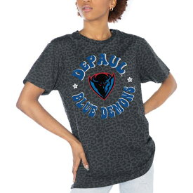 ゲームデイ レディース Tシャツ トップス DePaul Blue Demons Gameday Couture Women's Victory Lap Leopard Standard Fit TShirt Charcoal