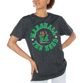 ゲームデイ レディース Tシャツ トップス Marshall Thundering Herd Gameday Couture Women's Victory Lap Leopard Standard Fit TShirt Charcoal