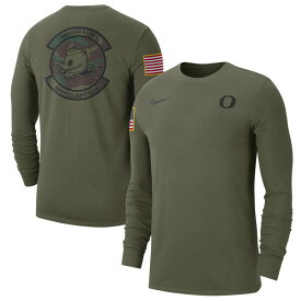 ナイキ メンズ Tシャツ トップス Oregon Ducks Nike Military Pack Long Sleeve TShirt Olive