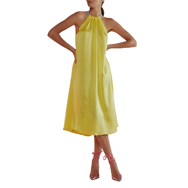 シンシアローレイ レディース ワンピース トップス Silk Halter Midi-Dress yellow