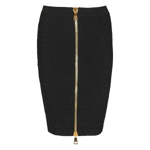 �o���}�� ���f�B�[�X �X�J�[�g �{�g���X Crocodile-effect zip-front mini skirt Black