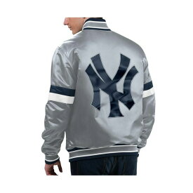 スターター レディース ジャケット＆ブルゾン アウター Men's Gray Distressed New York Yankees Home Game Satin Full-Snap Varsity Jacket Gray