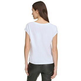 ダナ キャラン ニューヨーク レディース Tシャツ トップス Women's Logo-Print Boat-Neck T-Shirt White