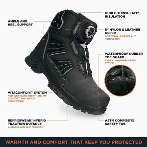 tbWEFA Y u[c V[Y Men's Extreme Hiker Waterproof Insulated Freezer Boots with Boa Fit System Black