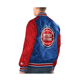 スターター レディース ジャケット＆ブルゾン アウター Men's Royal, Red Detroit Pistons Renegade Satin Full-Snap Varsity Jacket Royal, Red